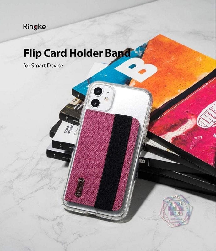 Ringke Flip Card Holder Band Type Deep Pink Color