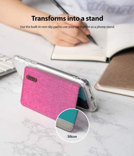 Ringke Flip Card Holder Band Type Deep Pink Color