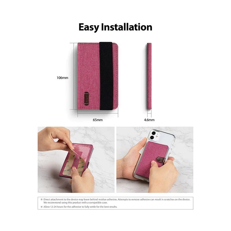 Ringke Flip Card Holder Band Type Deep Pink Color