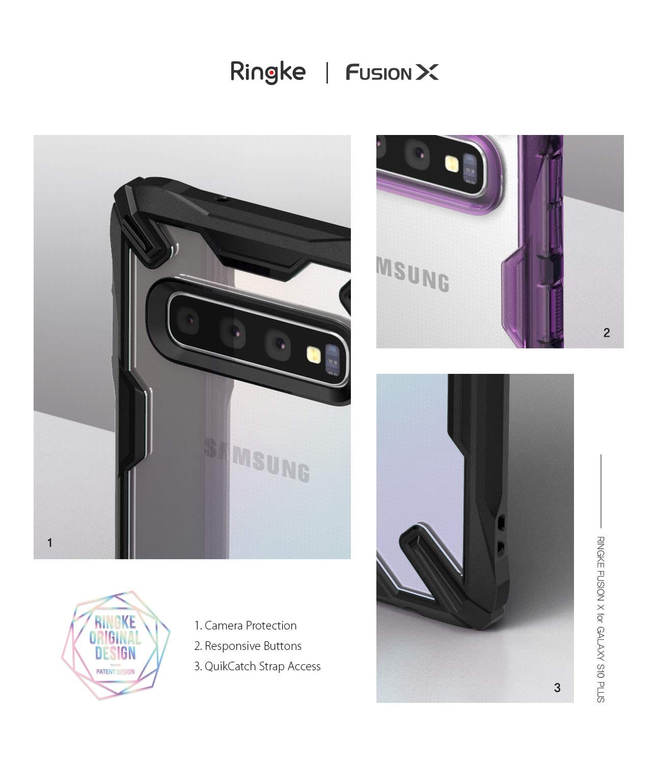 Ringke Fusion-X Clear Bumper Drop Protection Case For Samsung Galaxy S10 - Royal Purple