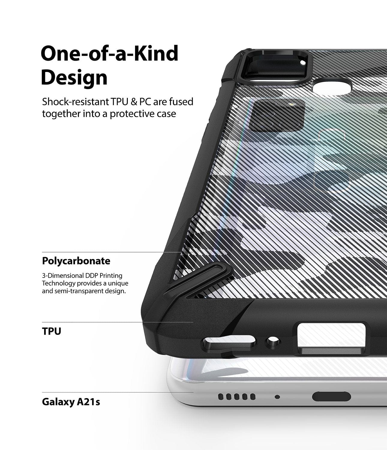 Samsung Galaxy A21s Camo-Black Case Ringke Fusion X