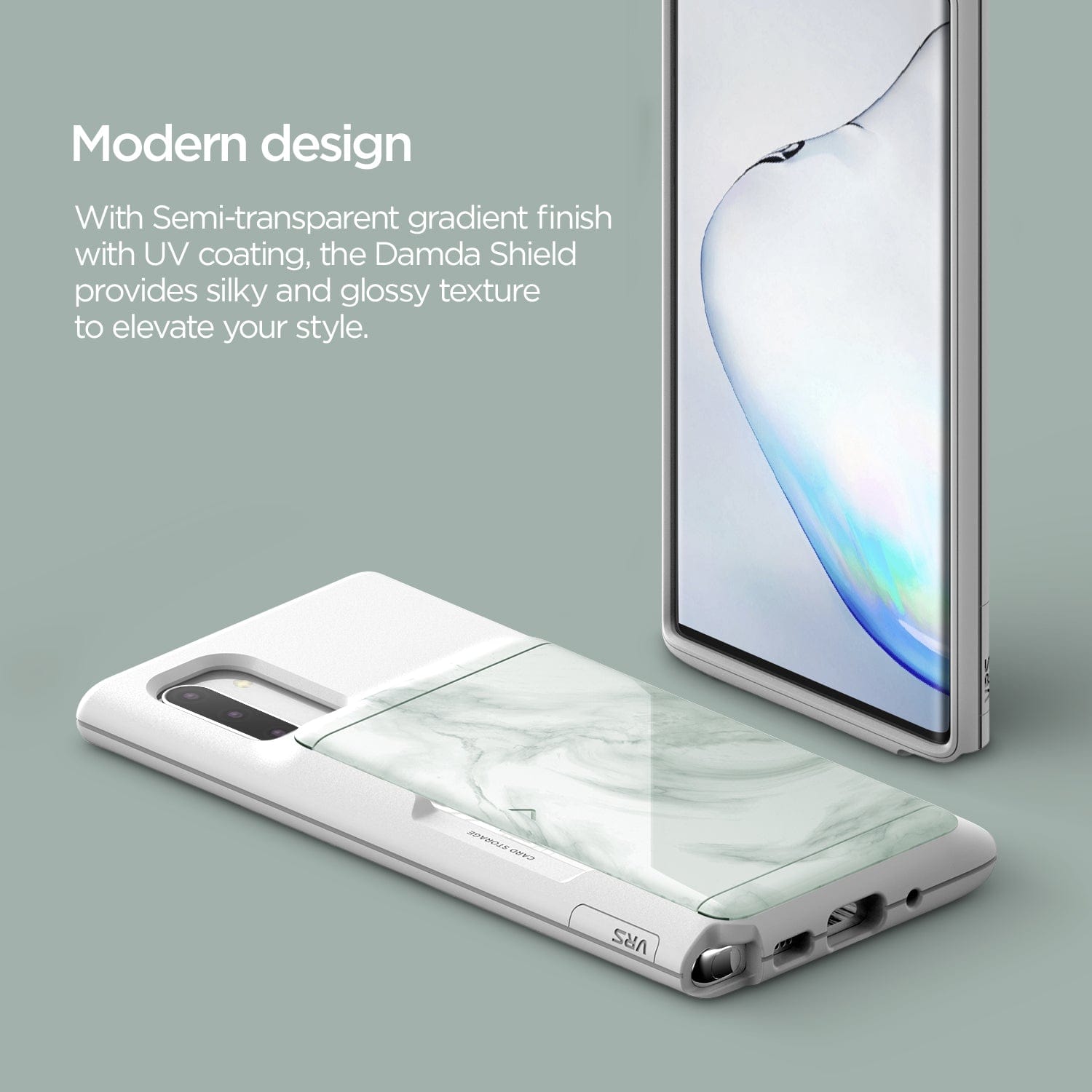 Samsung Galaxy Note 10 Damda Glide Shield Case White Marble