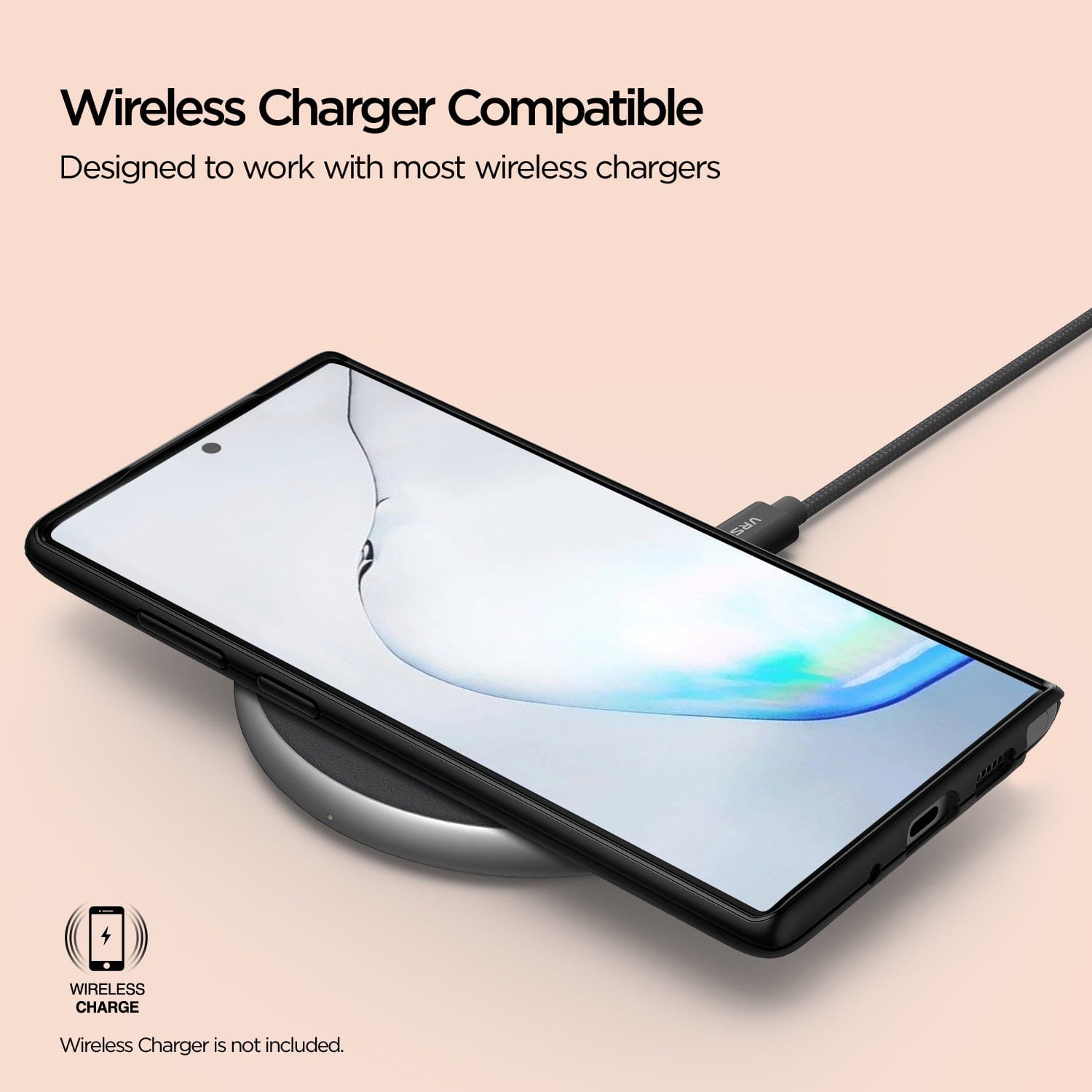 The Galaxy Note 10 Plus case is specifically crafted to be compatible with the majority of wireless chargers, ensuring seamless functionality.