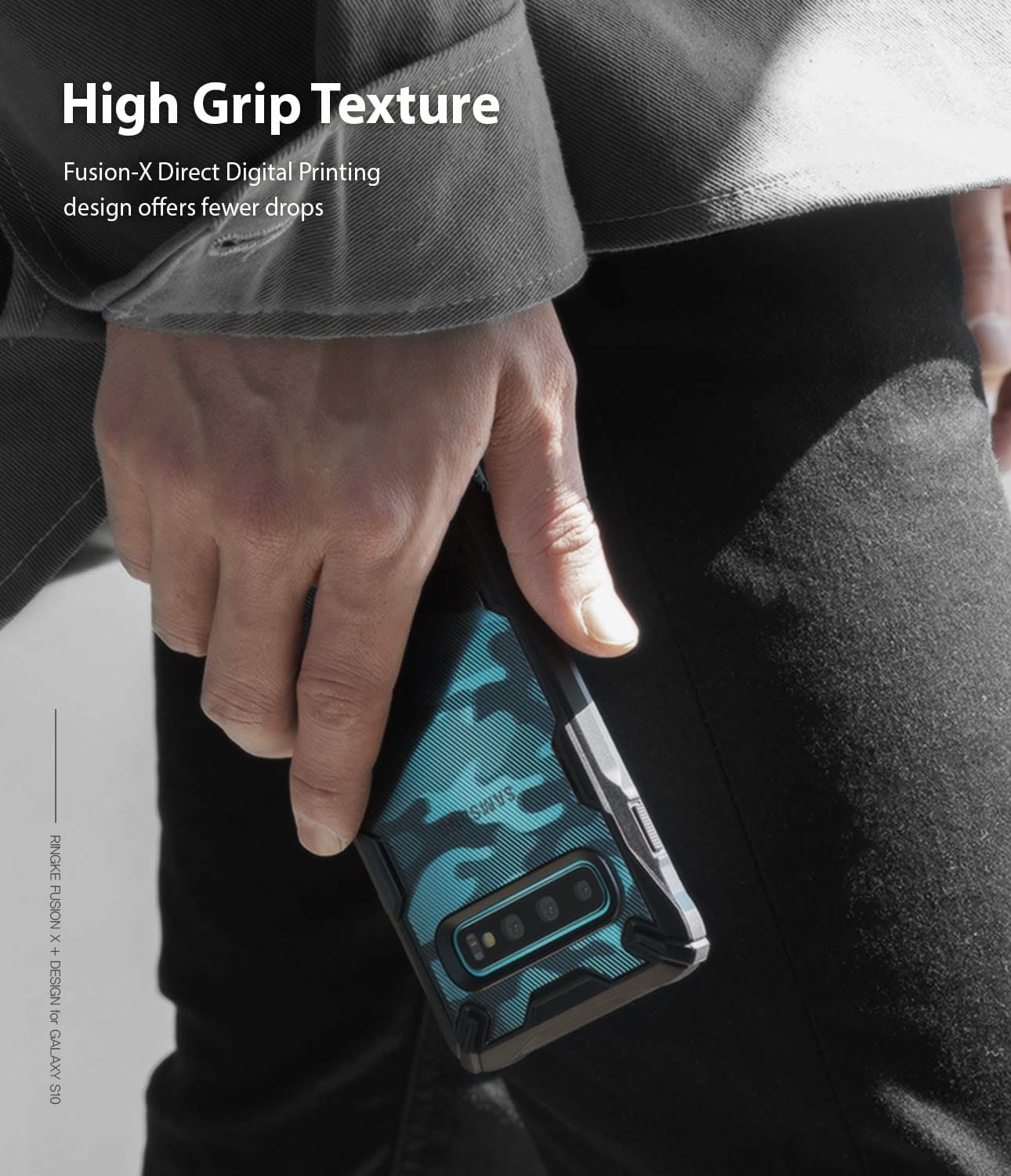 Ringke FusionX features a high-grip texture for enhanced handling