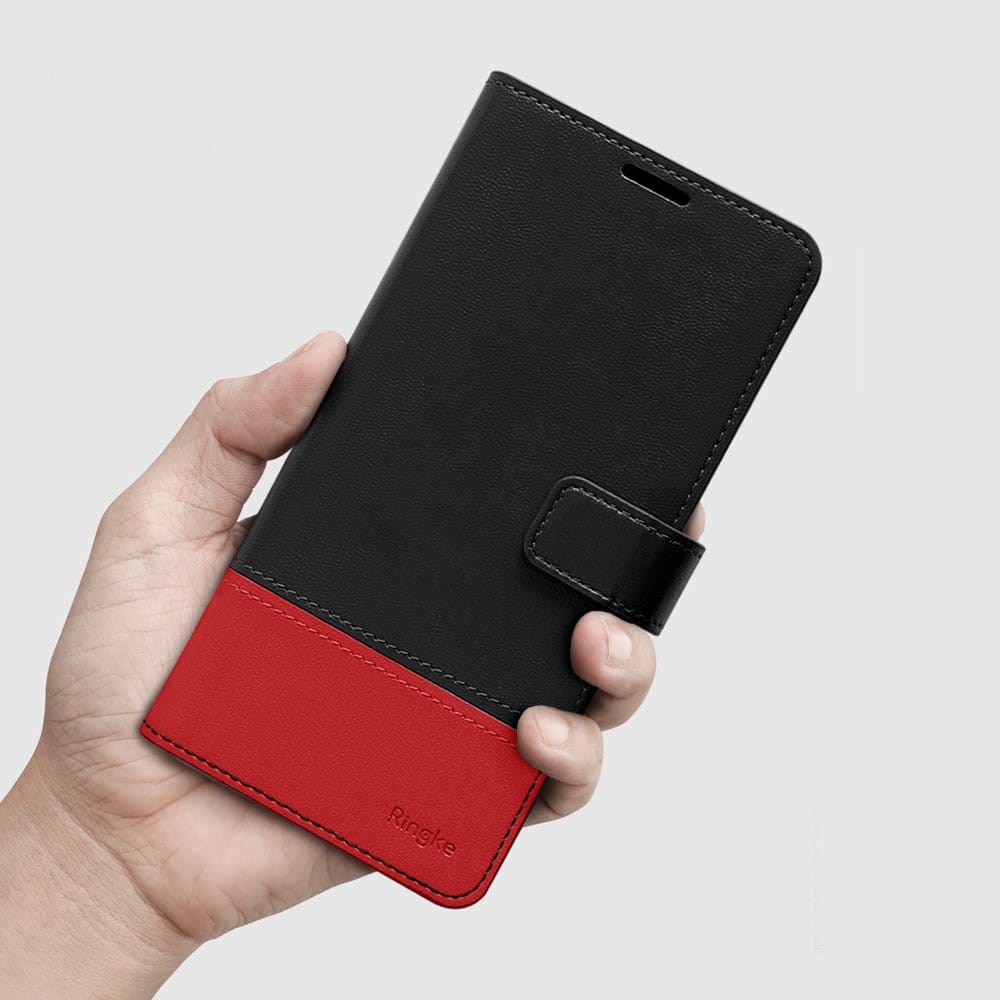 Samsung Galaxy S10 Wallet Leather Black/Red Case By Ringke