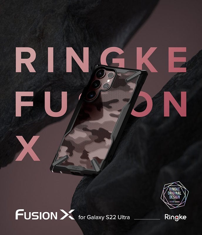Samsung Galaxy S22 Ultra Fusion-X Design Camo-Black Case By Ringke