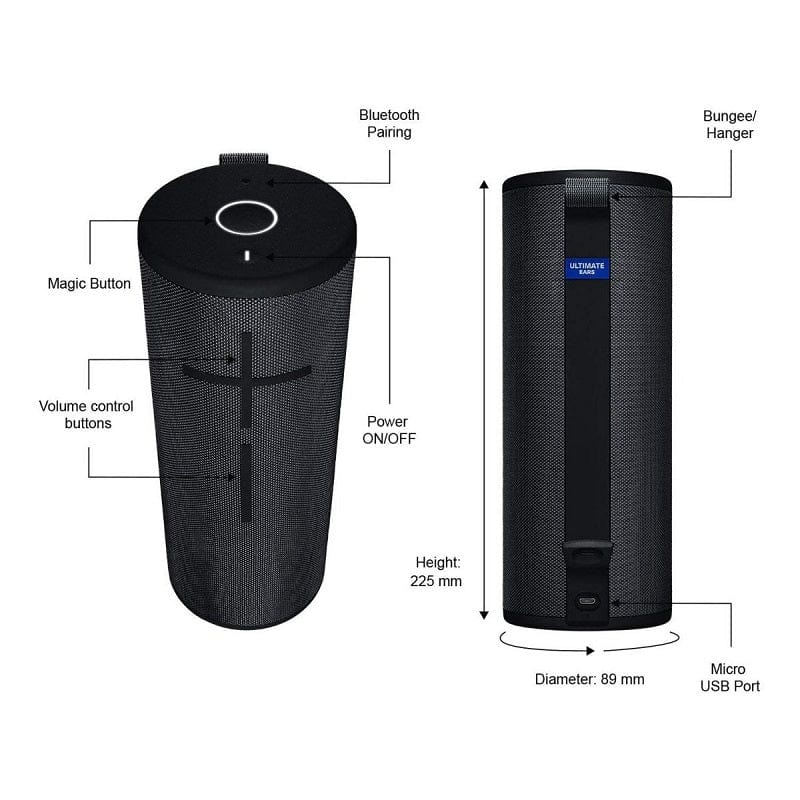 Ultimate Ears MEGABOOM 3 Portable Bluetooth Speaker Night Black