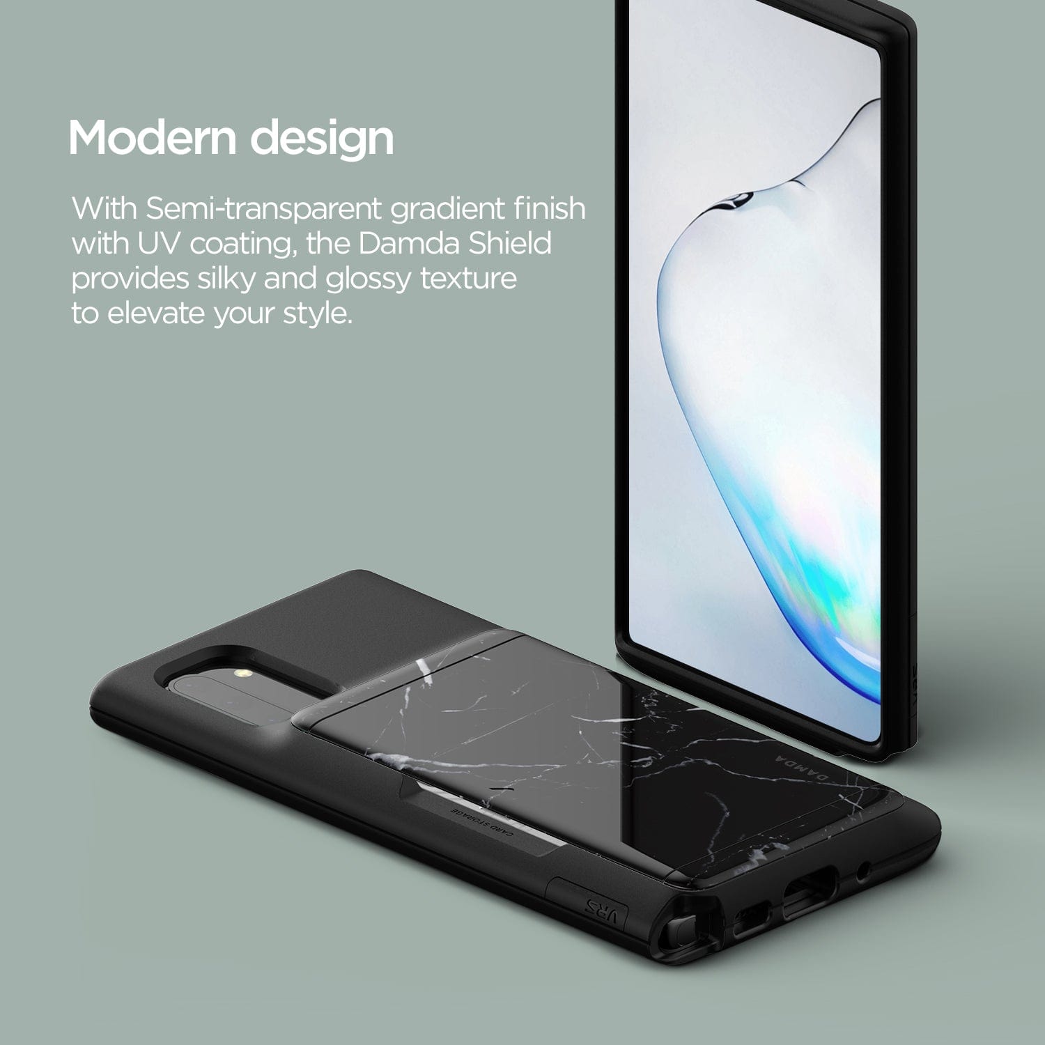 VRS Design Damda Glide Shield Black Marble Samsung Note 10 Case