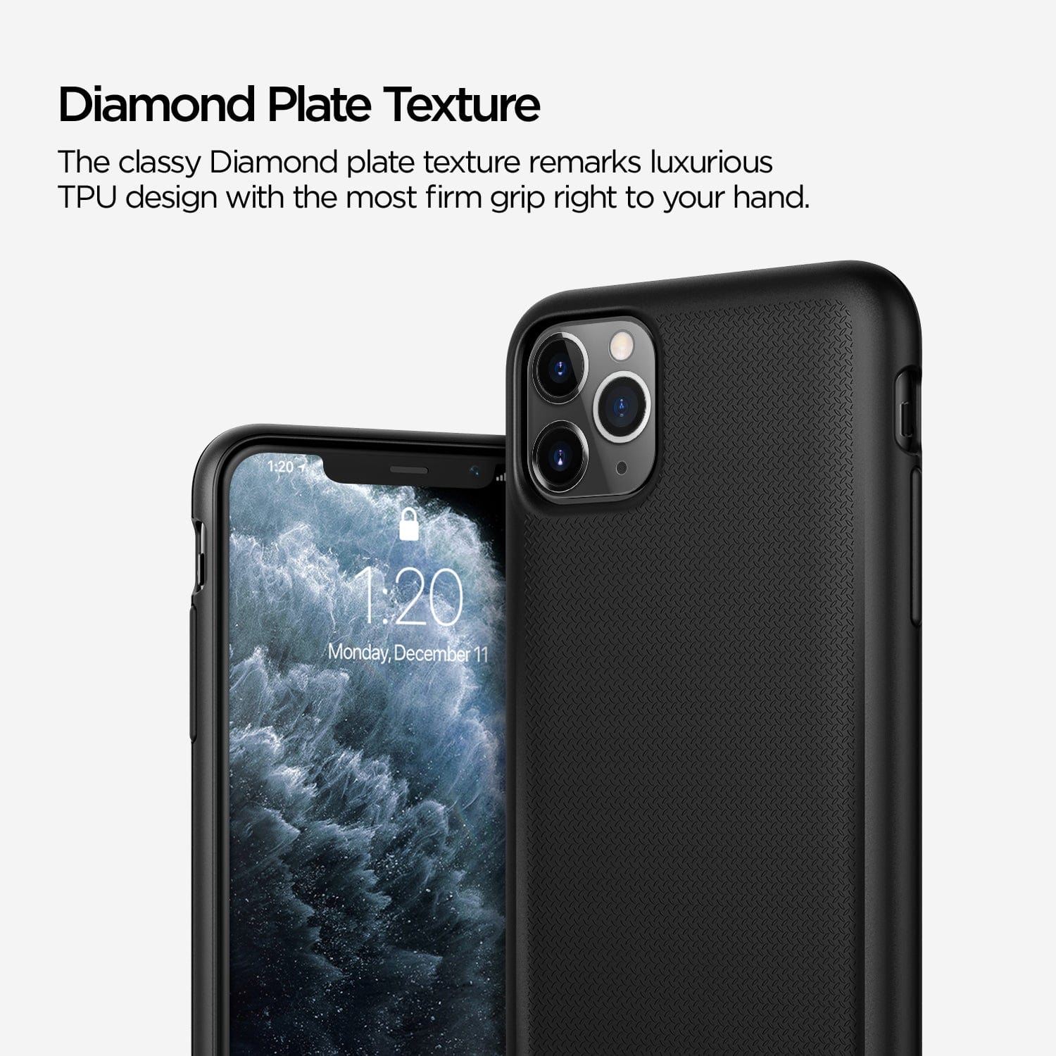 Our Classy Diamond Plate Texture and Luxurious TPU Design Provide Both Aesthetic Appeal and Firm Grip
