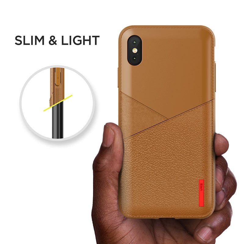 VRS Design iPhone XS MAX Case Leather Fit Brown